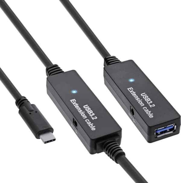 InLine USB 3.2 Gen.1 aktiv förlängning - USB-C-kontakt till USB-A-uttag - 10m (35655D)