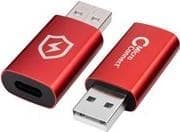 MicroConnect - USB-adapter - USB (M) til 24 ben USB-C (W) 2,4 A - Sikker opladning, Datablokering - Rød (MC-ACADAP-SC)