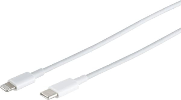 S/CONN maksimal tilslutning USB-opladningskabel, USB-C® han til 8-benet han, PD, hvid, 2,0 m (14-13053)