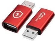 MicroConnect - USB-adapter - 2-benet USB Type A (M) til 2-benet USB Type A (W) 2,4 A - Sikker opladning, datablokering, kun opladning - Rød (MC-AAADAP