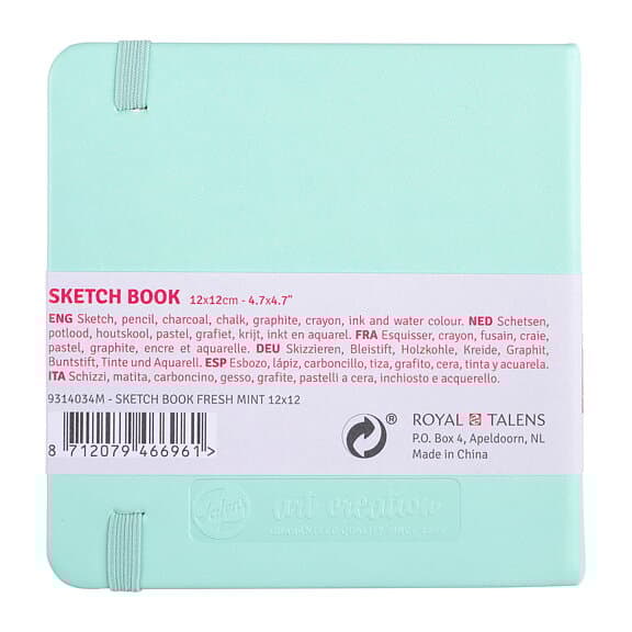 Skissbok Fresh Mint 12x12 cm 140g 80 creme vita sidor Talens Art Creation