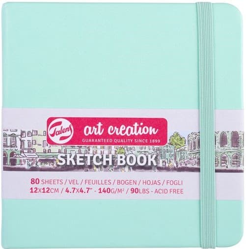 Skissbok Fresh Mint 12x12 cm 140g 80 creme vita sidor Talens Art Creation