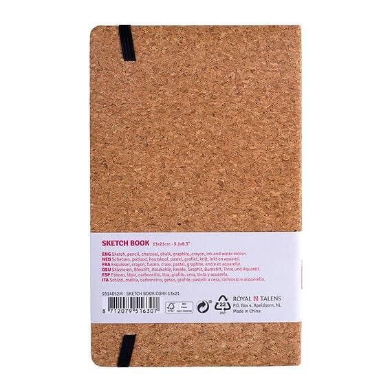 Skissbok Kork 13x21 cm 140g 80 creme vita sidor Talens Art Creation