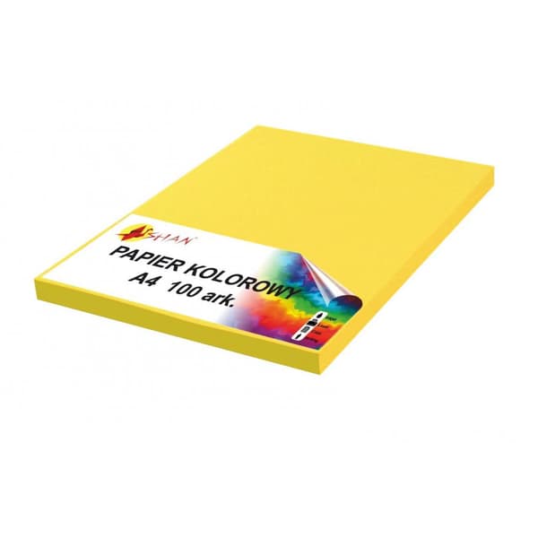Farvet papir A4 80g citrongul 100 ark