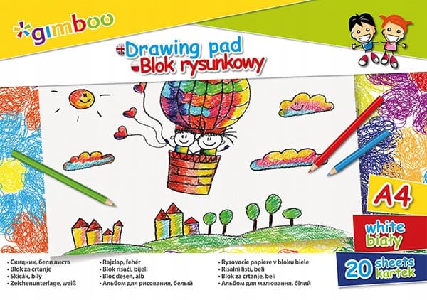 Tegneblok A4 20 ark hvid 70Gsm, Gimboo 7531BTS17-99