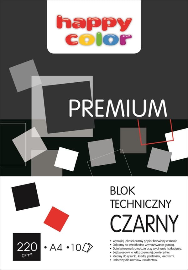 Teknisk blok A4 Premium 10k Sort Happy Color 220g/m2