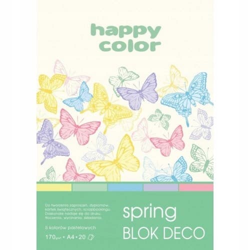 A4 Deco Spring Block 20 Ark 5 Färger Happy Color 170g/m2