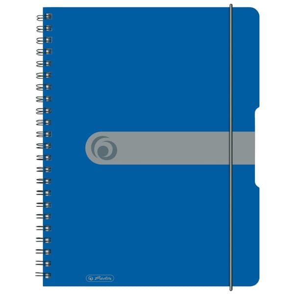 Herlitz Spiral Notebook A4/80 PP Grid Easy Orga Blå hårt omslag