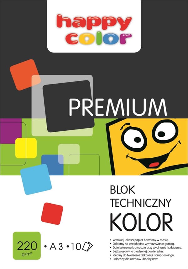 Tekninen Block A3 Premium 10 Colors Happy Color 220g/m2