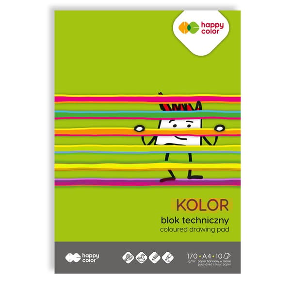 Tekninen Block A4 Color 10 arkkia Happy Color 170g/m2