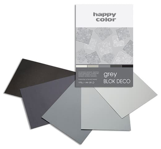A4 Deco Grå Blok 20 Ark 5 Farver Happy Color 170g/m2