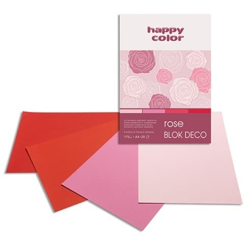 A4 Deco Rose Block 20 arkkia 4 väriä Happy Color 170g/m2