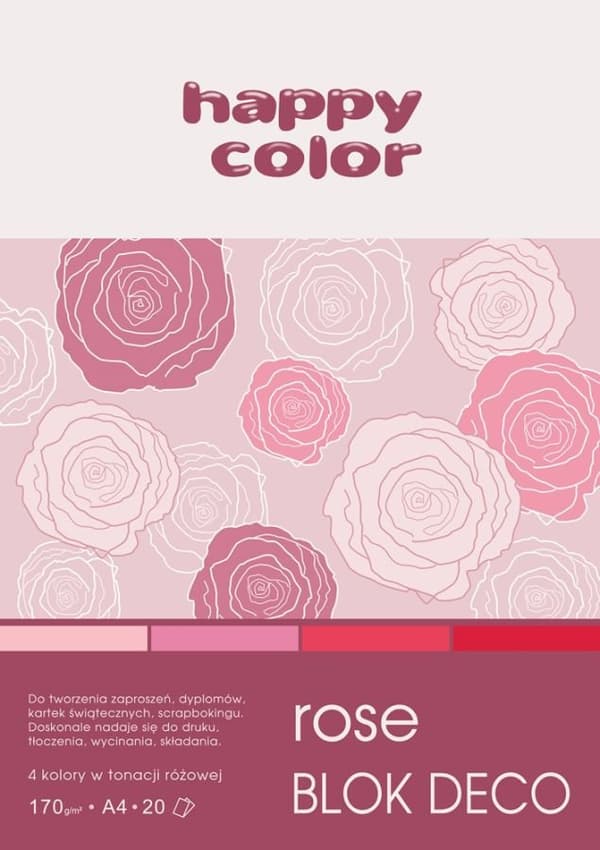 A4 Deco Rose Block 20 arkkia 4 väriä Happy Color 170g/m2