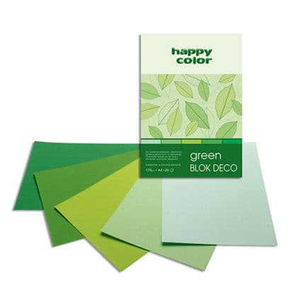 A4 Deco Grøn Blok 20 Ark 5 Farver Happy Color 170g/m2