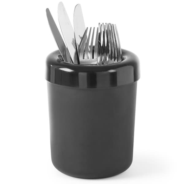 Pöytä roskakori tai ruokailuvälinesäiliö mustaa muovia, halkaisija. 130mm - Hendi 421574