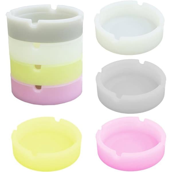 Cendrier Young wolf Set med 8 runda fluorescerande askkoppar av värmebeständigt silikongummi, 4 färger