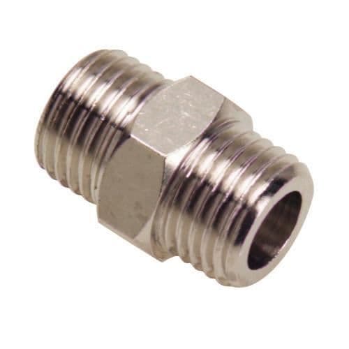 Dubbelcylindrisk nippel 1/4-1/4 (Blister 2 enheter