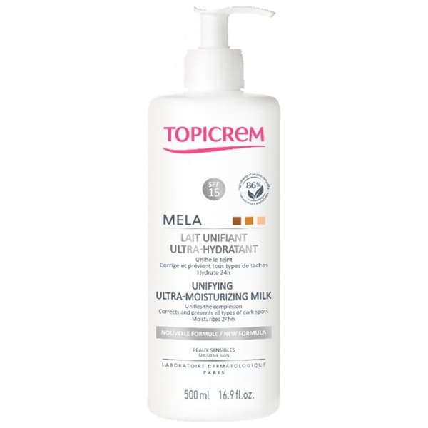 Soin éclaircissant - Topicrem - Mela Lait Unifiant - SPF15 - Ultra Hydratant - 500 ml