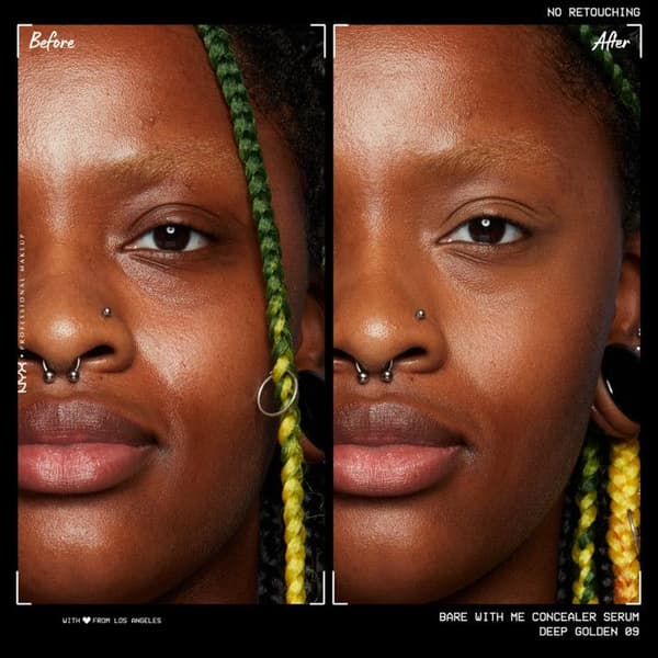 NYX Professional Makeup Bare With Me Concealer Serum, naturlig finish, medium täckning, nyans: Deep Golden (09)