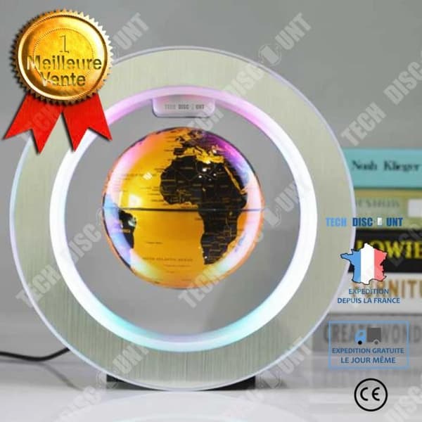 TD® Luminous world globe magnetisk barn vintage interaktiv fransk levitation led rymdboll 6 tums färglampa