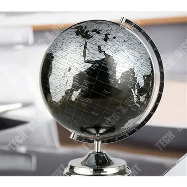 TD® Metal World Globe- Utbildningsversion- Enkel svartvit metallglobdekoration- Kontor- Vardagsrum