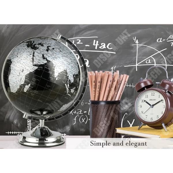 TD® Metal World Globe- Utbildningsversion- Enkel svartvit metallglobdekoration- Kontor- Vardagsrum
