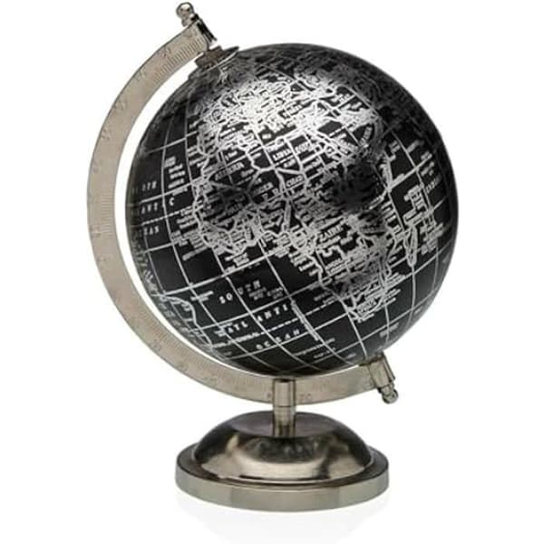 Jordglob - VERSA - S3411763 - Silvermetall - 18,5 x 16,5 x 25,5 cm - Flerfärgad