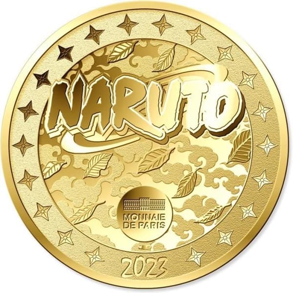 Överraskningsteknik medalj - Monnaie De Paris - Naruto - guld/röd - 13,6x0,3x9,2 cm - 1 mini-medalj