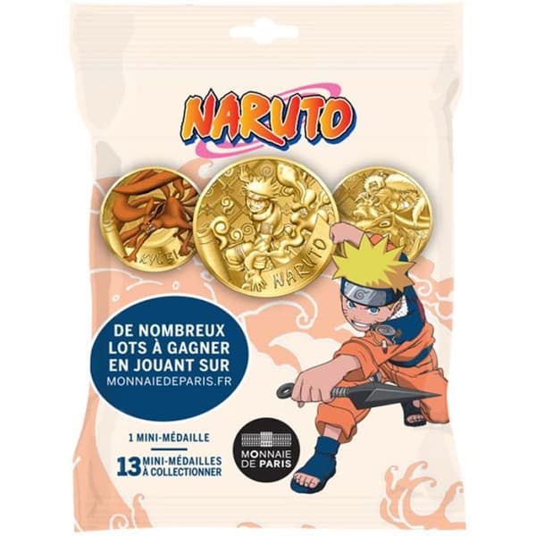 Överraskningsteknik medalj - Monnaie De Paris - Naruto - guld/röd - 13,6x0,3x9,2 cm - 1 mini-medalj