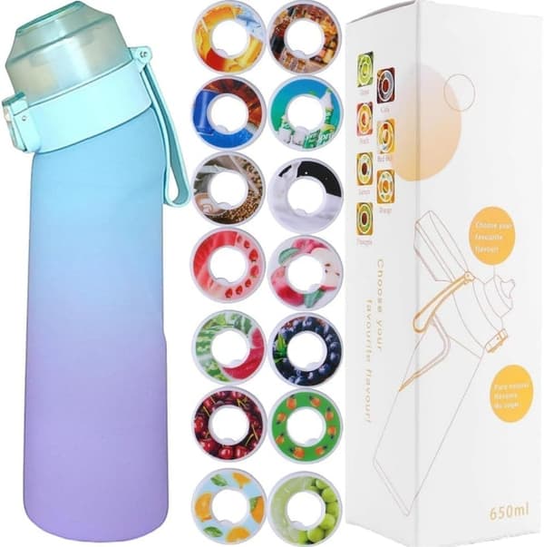 Air-Up ilmavesipullo 650ml – 7 makukapselia | 0 Sokeri ja tuoksuva | Kaltevuus sininen + Suptube