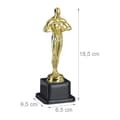 Miniatyrbild 4 av 6: Relaxdays Vinnande staty, fyrkantig bas, figur med krona, vinnartrofé, Hollywood, 18 cm hög, gyllene