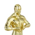 Miniatyrbild 6 av 6: Relaxdays Vinnande staty, fyrkantig bas, figur med krona, vinnartrofé, Hollywood, 18 cm hög, gyllene