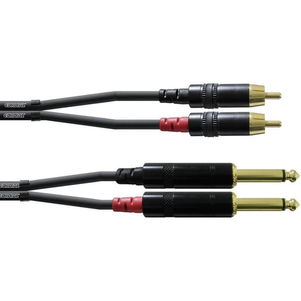 Cordial CFU3PC Audio Adapterkabel [2x Teleplugg 6.35 mm - 2x RCA-hane] 3.00 m Svart