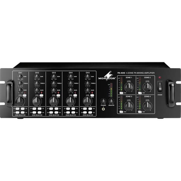 Monacor PA-4040 ELA-förstärkare 40 W 4 zoner