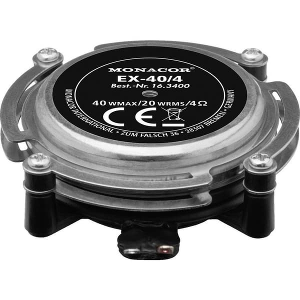 Monacor EX-40/4 Exciter-högtalare 40 W 4 Ω Metall, Svart 1 st