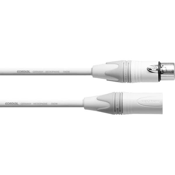 Cordial XLR Anslutningskabel [1x XLR-honkontakt - 1x XLR-hankontakt] 5.00 m Vit