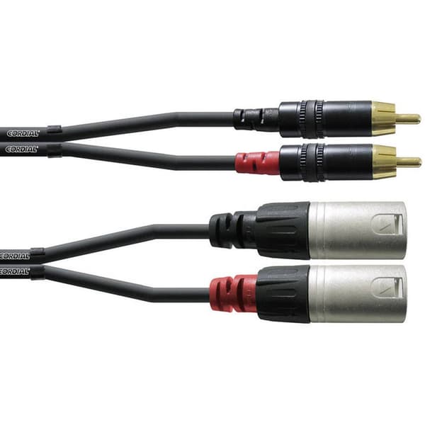 Cordial CFU 6 MC Audio Adapterkabel [2x XLR-hankontakt - 2x RCA-hane] 6.00 m Svart