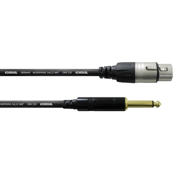 Cordial CCM 10 FP XLR Anslutningskabel [1x XLR-honkontakt - 1x Teleplugg 6.35 mm] 10.00 m Svart