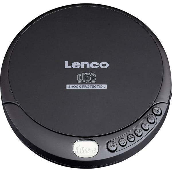 Lenco CD-200 Bärbar CD-spelare CD, CD-RW, MP3 Batteri-laddningsfunktion Svart