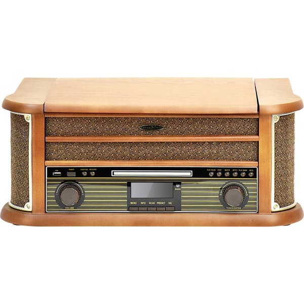 Reflexion HIF2002DAB Retro stereoanläggning DAB+, FM, CD, Kassett, Skivspelare, Bluetooth, USB Hölje i äkta trä, Inspel