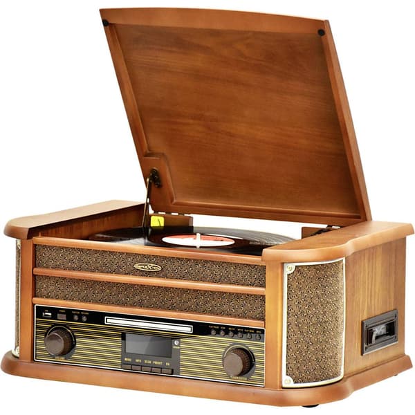 Reflexion HIF2002DAB Retro stereoanläggning DAB+, FM, CD, Kassett, Skivspelare, Bluetooth, USB Hölje i äkta trä, Inspel