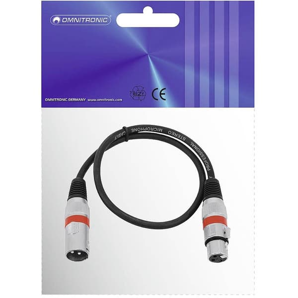 Omnitronic 30220401 XLR Anslutningskabel [1x XLR-kontakt 3-polig - 1x XLR-kontakt 3-polig] 0.50 m Svart
