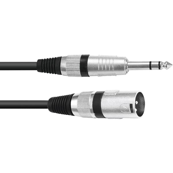 Omnitronic 30225196 XLR Adapterkabel [1x XLR-kontakt 3-polig - 1x Teleplugg 6,3 mm (stereo)] 2.00 m Svart