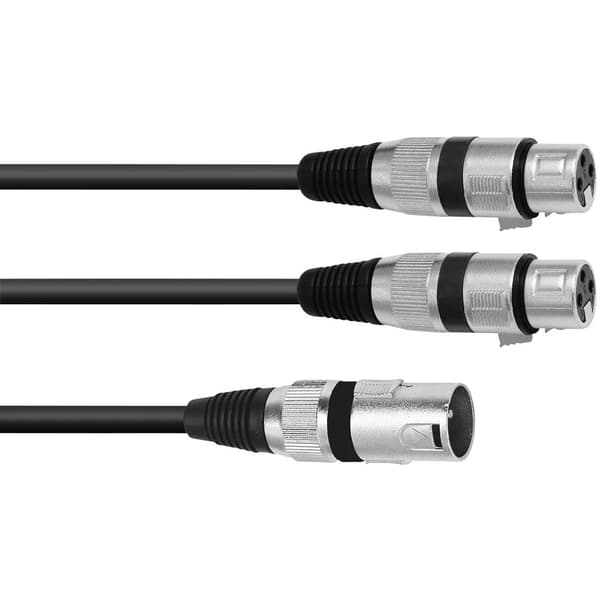 Omnitronic 30225210 XLR Adapterkabel [1x XLR-kontakt 3-polig - 2x XLR-kontakt 3-polig] 1.50 m Svart