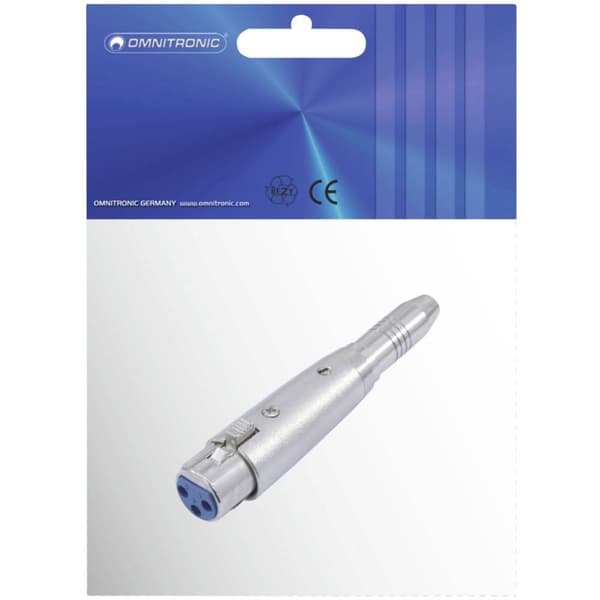 Omnitronic 30226555 XLR Adapter [1x XLR-kontakt 3-polig - 1x Teleplugg 6,3 mm (stereo)]
