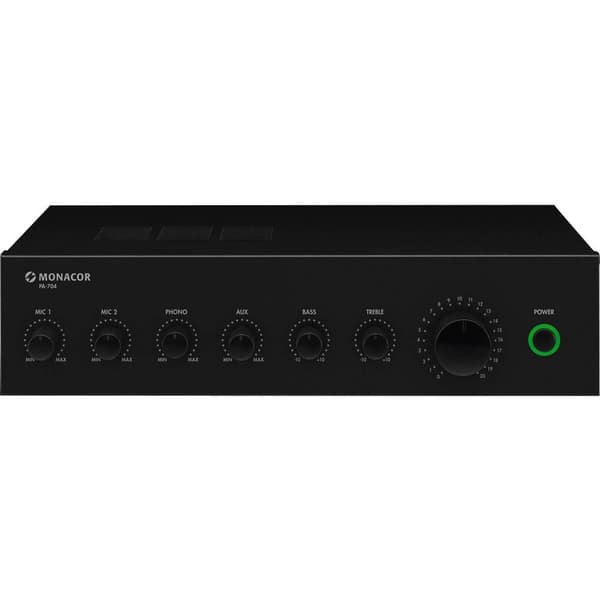Monacor PA-704 ELA-förstärkare 70 W 4 kanaler