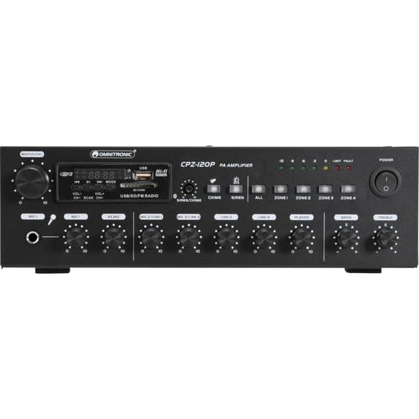 Omnitronic CPZ-120P ELA ELA-förstärkare 120 W 4 kanaler 4 zoner