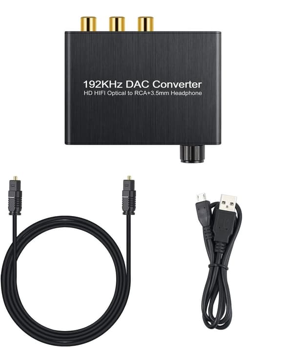 RoGer DAC 192kHz 24bit S/PDIF to RCA Converter with headphone jack 3,5mm / Optical / Coaxial