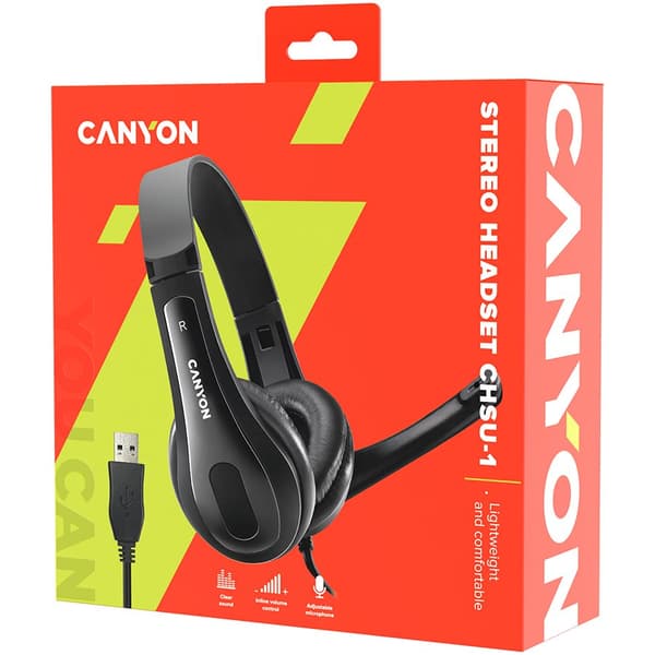 CANYON PC headset CHSU-1 PC Mic USB 2m Black