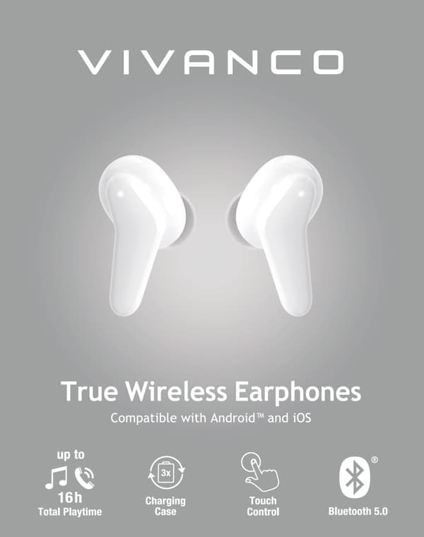 Vivanco wireless headset Fresh Pair BT, white (60604)